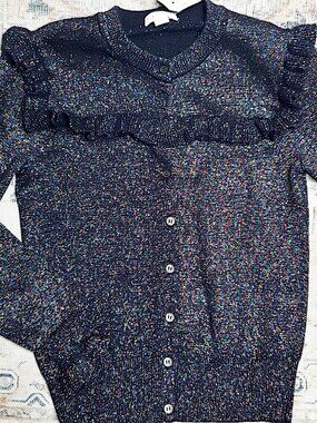 NWT Crewcuts Girls' Black Metallic Sparkle Thread Cardigan Size 12